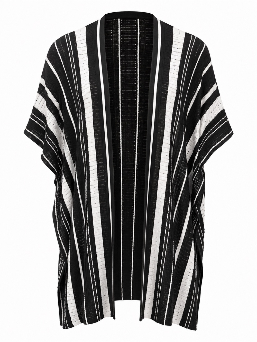 Chicos open front striped poncho, L/XL